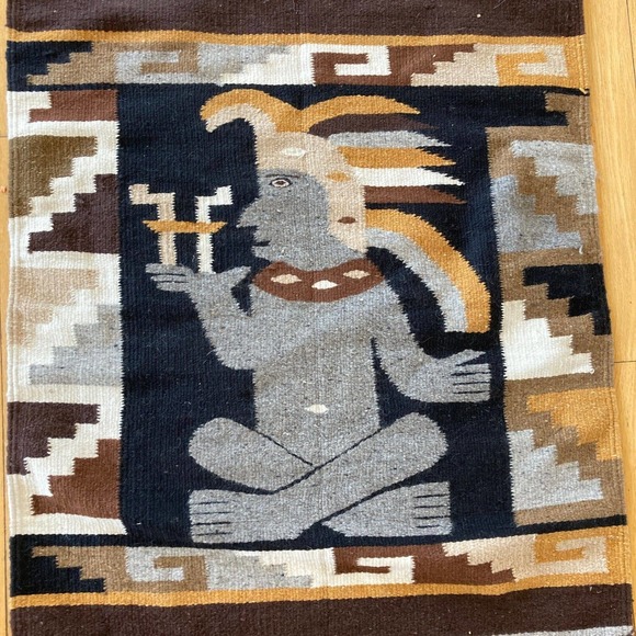 Indian Saddle Throw Blanket 28"x56" Wool Kachina Dancer Kokopelli Wall Hanging - Picture 6 of 9